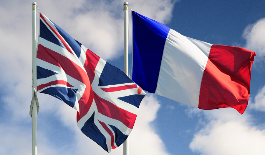 Flags of Great Britain and France